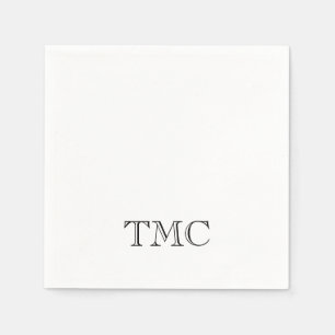 Klassische Schwarz-weiße Monogramm-Initialen Serviette