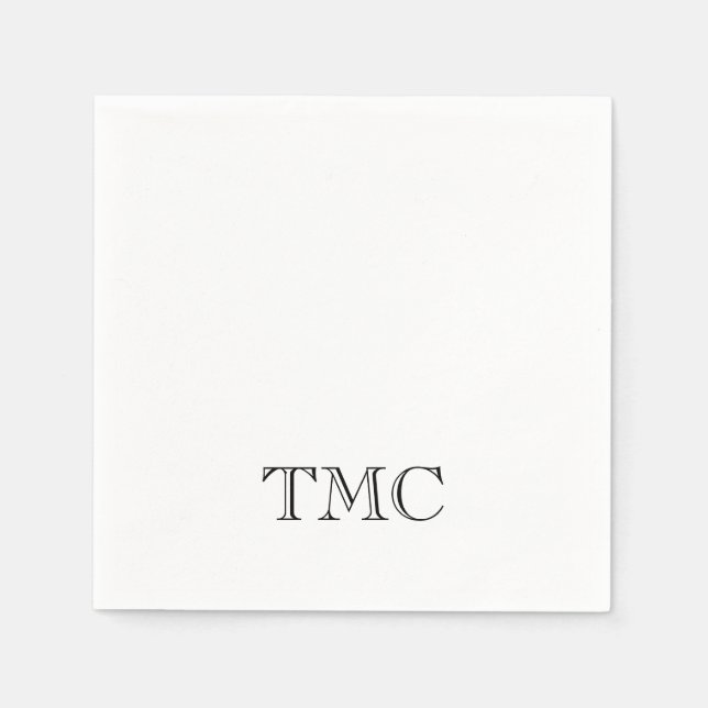 Klassische Schwarz-weiße Monogramm-Initialen Serviette (Vorderseite)