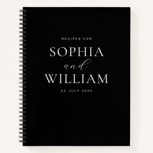 Klassische Schwarz-Weiße Paare Rezept Notizbuch (Vorderseite)