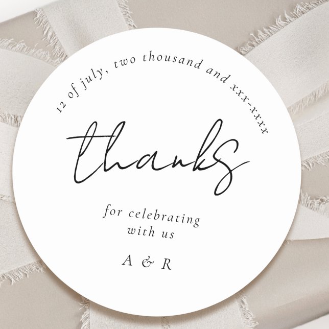 Klassische Schwarz-weiße Personalisierte Namen Hoc Runder Aufkleber (Von Creator hochgeladen)