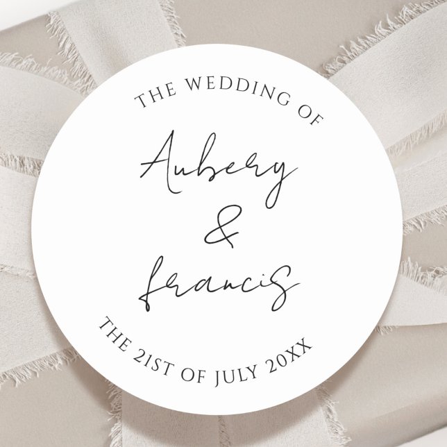 Klassische Schwarz-weiße Personalisierte Namen Hoc Runder Aufkleber (Von Creator hochgeladen)