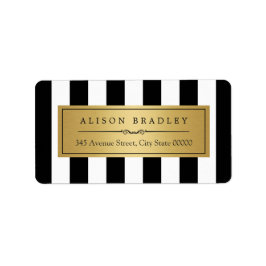 Klassische Schwarz-weiße Streifen Fett-Goldsiegel Adressaufkleber