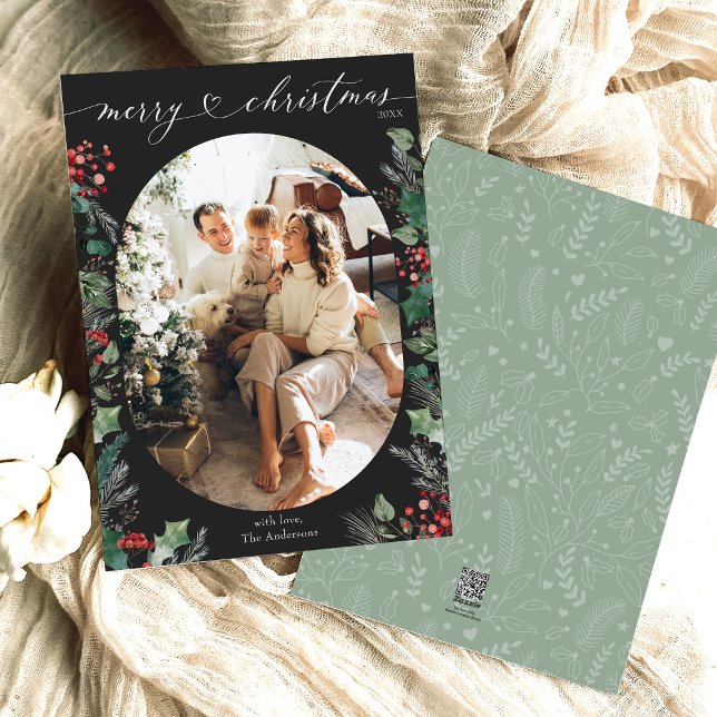 Klassische Schwarz-weiße Weihnachts-Fotokarte Feiertagskarte (Von Creator hochgeladen)