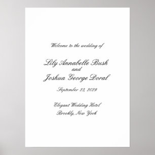 Klassische schwarz-weiße zeitlose Hochzeit Poster