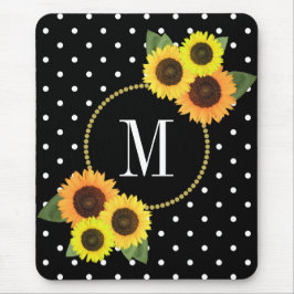 Klassische Schwarze Antike florale Polka Dots Mono Mousepad