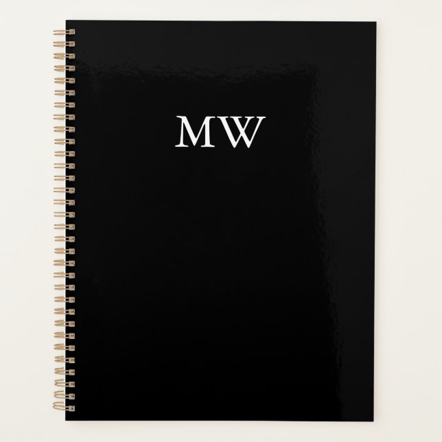 Klassische, schwarze, benutzerdefinierte Monogramm Planer (Vorderseite)