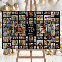 Klassische schwarze Collage-Tafel zum 70. Geburtst
