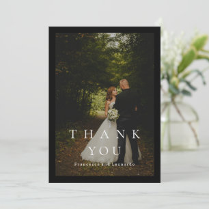 Klassische schwarze einfache Foto-Hochzeit Dankeskarte