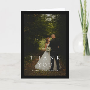 Klassische schwarze einfache Foto-Hochzeit Dankeskarte
