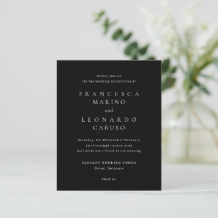 Klassische schwarze einfache Hochzeitseinladung