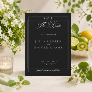 Klassische schwarze Elfenbein-Kalligrafie-Hochzeit Save The Date