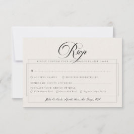 Klassische schwarze Elfenbein-Kalligrafie Mittages RSVP Karte