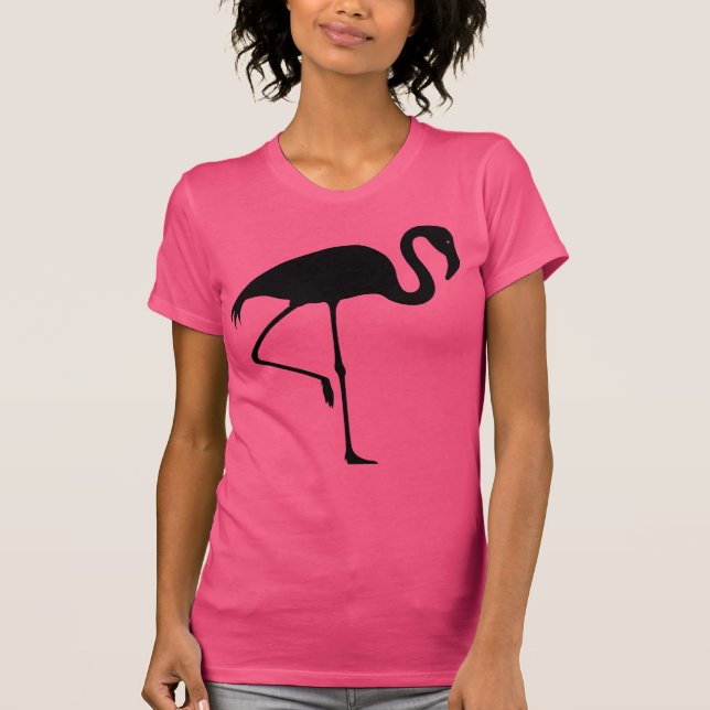 Klassische schwarze Flamingo-Silhouette T-Shirt (Vorderseite)