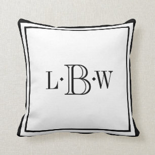 Klassische Schwarze Grenze Mit Monogramm Kissen