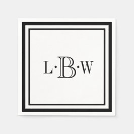 Klassische schwarze Grenze Mit Monogramm Serviette