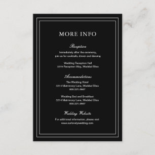 Klassische Schwarze Hochzeit Begleitkarte