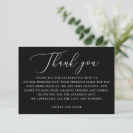 Klassische Schwarze Hochzeit | Formale delikate Ty Dankeskarte