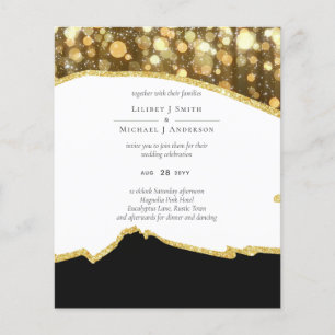 Klassische schwarze Hochzeit mit Goldglitter Flyer