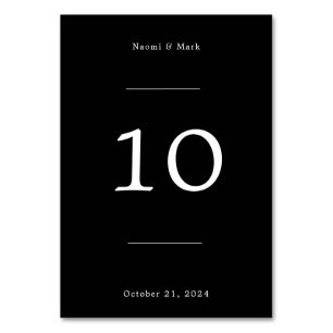 Klassische Schwarze Hochzeit Tischnummer