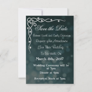 Klassische schwarze Hochzeitseinladung 'Datum vorm Einladung