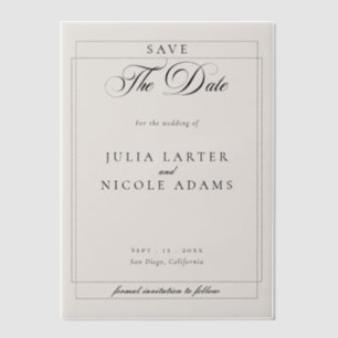 Klassische schwarze Kalligrafie Hochzeit Save The