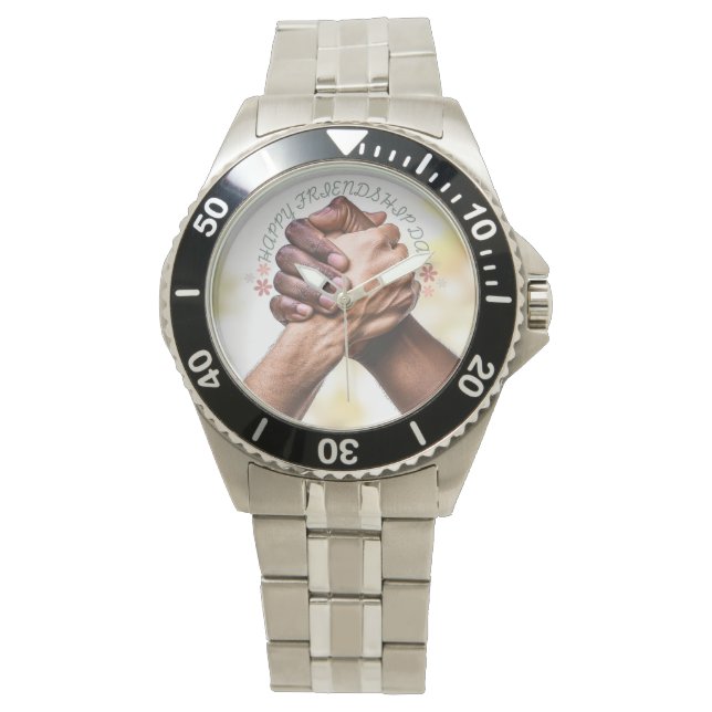 Klassische schwarze Lederuhr Armbanduhr (Vorderseite)