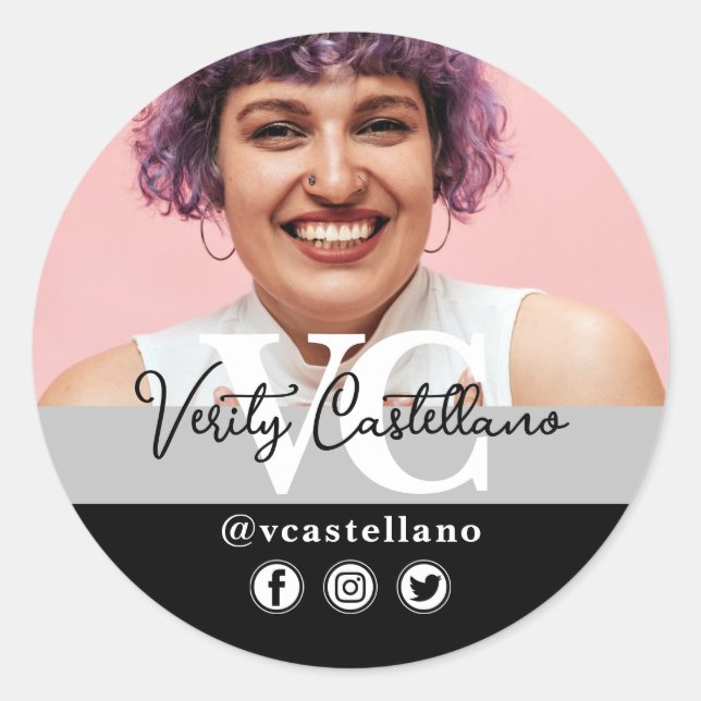 Klassische schwarze, moderne Skriptnamen und benut Runder Aufkleber (Vorderseite)