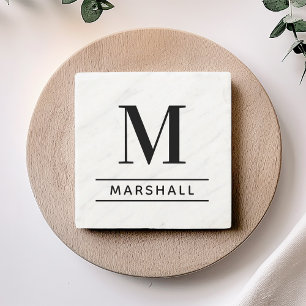 Klassische schwarze Serifen-Monogramm-Familienname Steinuntersetzer