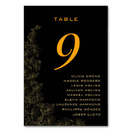 Klassische schwarze subtile Muster Namen Tischnummer