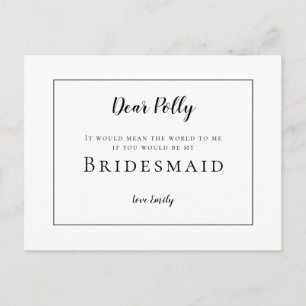 Klassische schwarze Typografie/Bridesmaid-Anfrage Postkarte