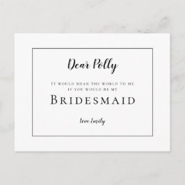 Klassische schwarze Typografie/Bridesmaid-Anfrage Postkarte