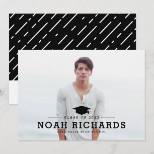 Klassische schwarze Typografie Foto-Abschlussfeier Einladung