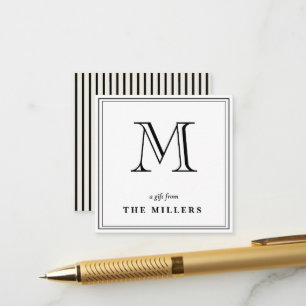 Klassische schwarze und beige Monogramm-Geschenkan Begleitkarte