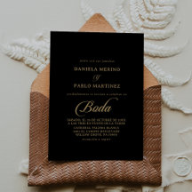 Klassische schwarze und goldene spanische Hochzeit