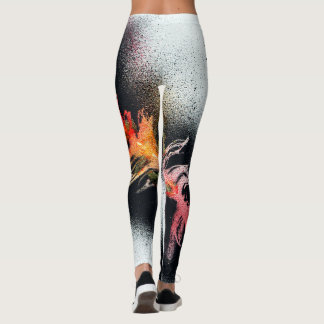 Klassische schwarze und orange Feder-Leggings Leggings
