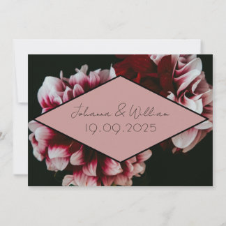 Klassische schwarze und rosa Pfingstrosen  Save The Date