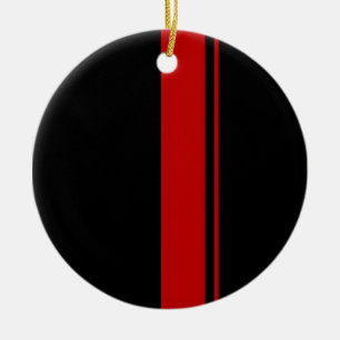 Klassische schwarze und rote Rennwagenstreifen Keramik Ornament