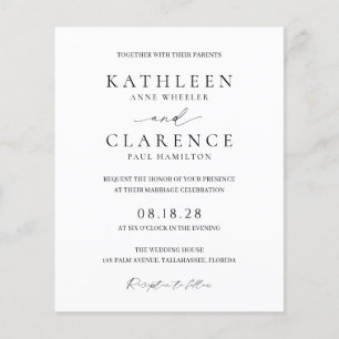 Klassische schwarze und weiße Budget-Hochzeitseinl