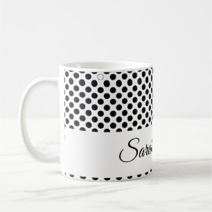 Klassische schwarze und weiße Polka-Punkte Monochr Kaffeetasse