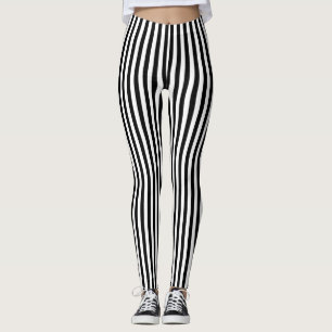 Klassische schwarze und weiße vertikale Streifen Leggings