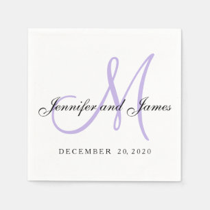 Klassische schwarze violette Monogramm-Papierhandt Serviette