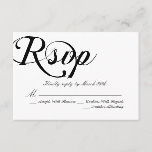 Klassische Schwarzweiss-Hochzeit RSVP Karte