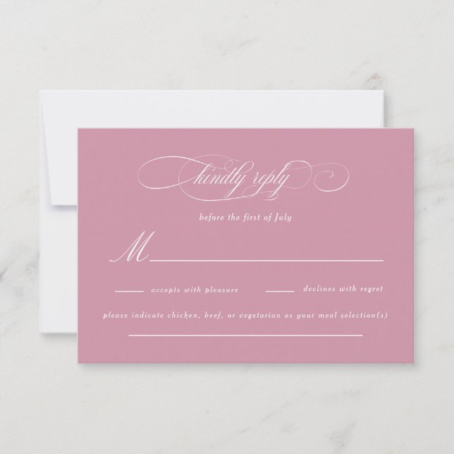 Klassische Script-Elegance-Hochzeit RSVP Karte (Vorderseite)