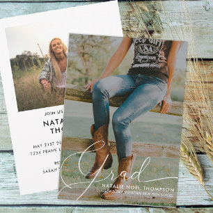 Klassische Script-Foto Moderne Graduierungspartei Einladung