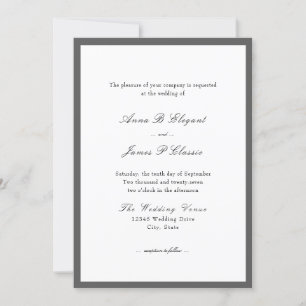 Klassische Script-Graue-White-Hochzeit-Einladung Einladung