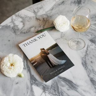 Klassische Script-Hochzeit Dankeschön-Karte mit Fo RSVP Karte