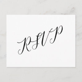 Klassische Script Hochzeit RSVP Postcard Schwarz-w Postkarte