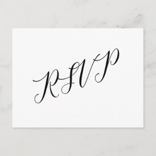 Klassische Script Hochzeit RSVP Postcard Schwarz-w Postkarte