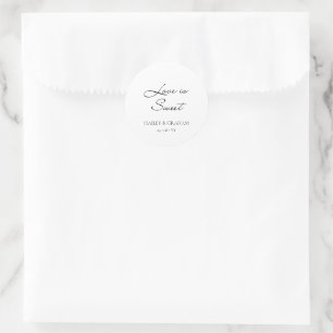 Klassische Script Minimal Calligraphy White Weddin Runder Aufkleber