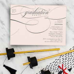 Klassische Script Soft Pink Graduation Party Einladung